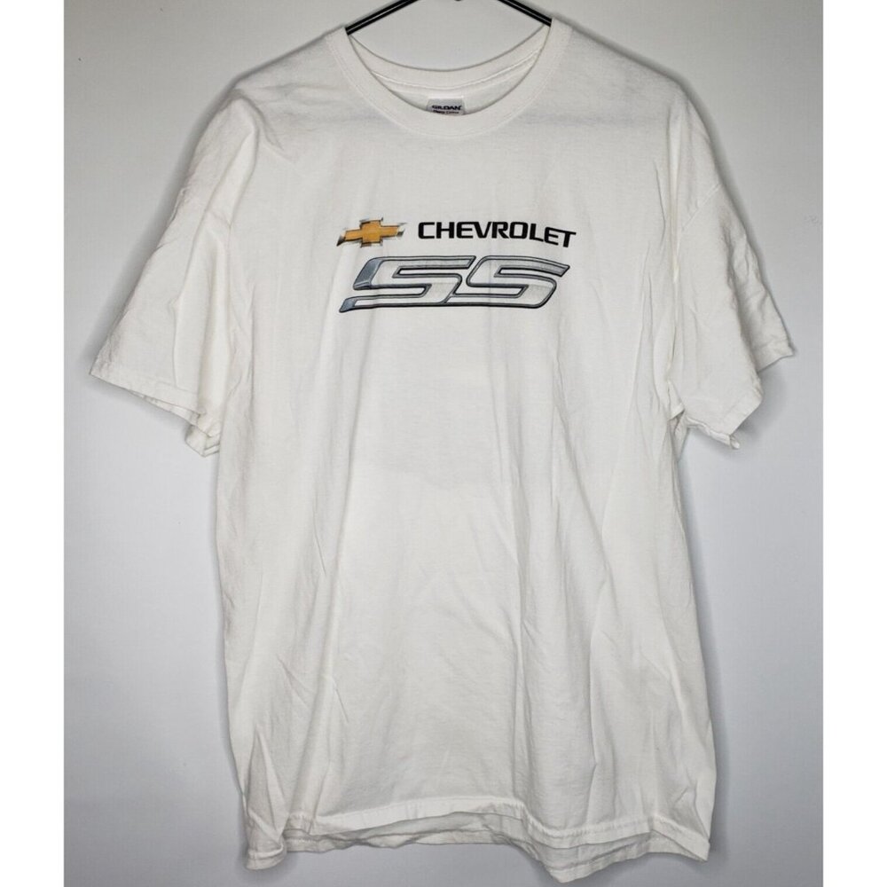 Chevrolet SS Racing Sports Car Men's XL SS T-Shirt White Front and Back Print